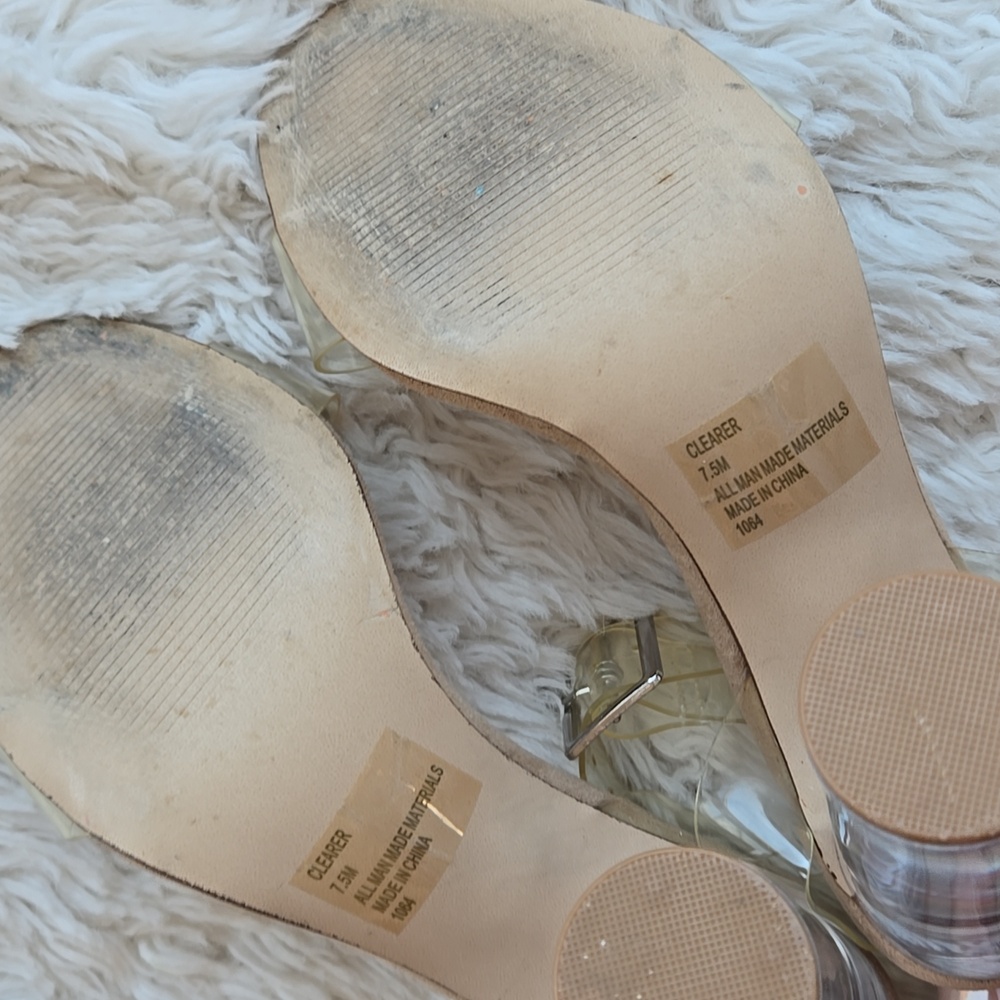 Steve Madden Clearer Clear Strappy Round Heel Dress Shoes US 7.5 - Picture 8 of 8